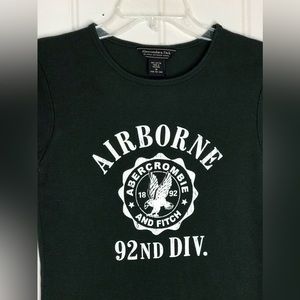 Abercrombie & Fitch Green Airborne 92nd Division Graphic Blouse 
Medium Ladies